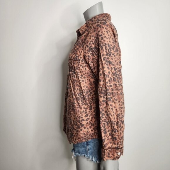 Aerie Leopard Print Button Down Pajama Long Sleeve Top Size M - Picture 4 of 11